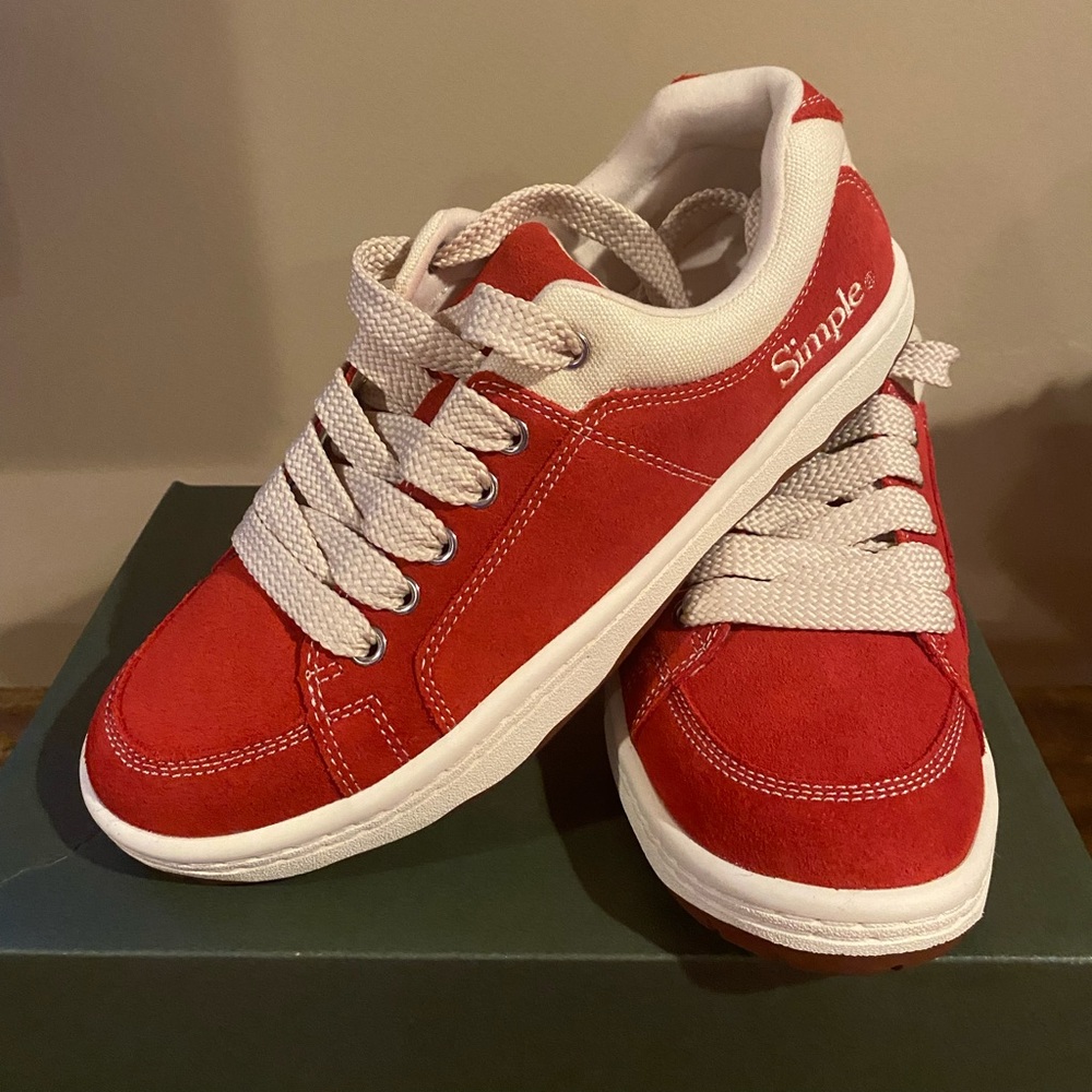 Simple Cherry Red Suede Shoes